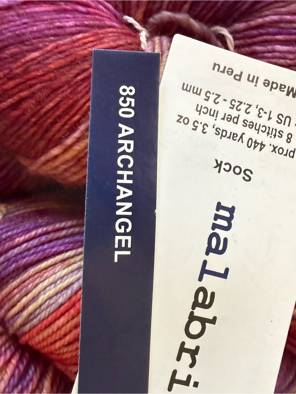 Malabrigo Hand-Dyed Yarn Skeins - Multicolor Plum & Coral 850 Archangel - Picture 3 of 4